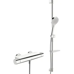 Hansa Hansaoptima Duschsystem 48130331 mit Thermostat, Wandmontage (2-Loch), chrom