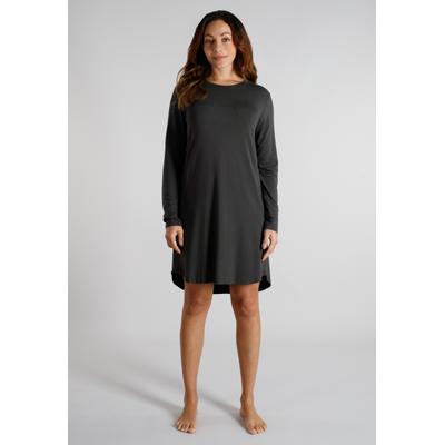 Nachthemd TOM TAILOR, Damen, Gr. 38, N-Gr, Single Jersey, grau (grau, dunkel, uni), Single Jersey, Obermaterial: 95% Viskose, 5% Elasthan, Kleider Nachthemd