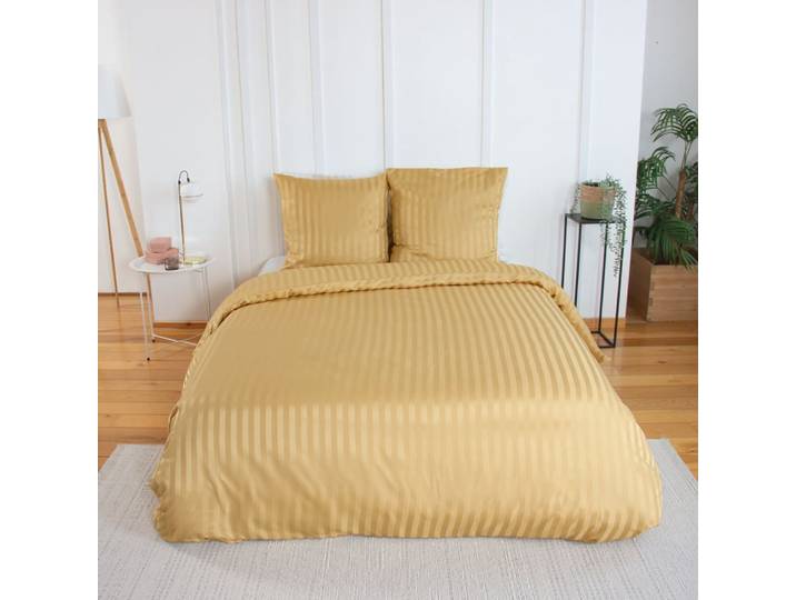 Parure de lit satin microfibre jaune 260x240 cm