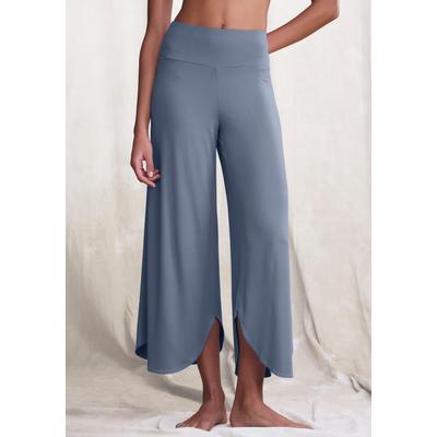 Culotte LASCANA, Damen, Gr. 36/38, N-Gr, blau (jeans), Obermaterial: 93% Polyester, 7% Elasthan, Basic, Hosen Culotte, mit gerundetem Beinsaum in weich fließender Qualität