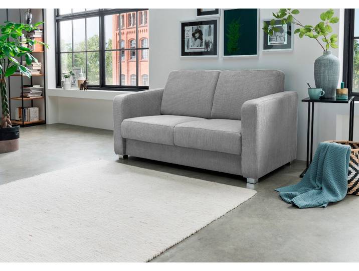 Schlafsofa, 159x87 cm, Polyester, Silber, Ausziehbar & Längsschläfer, Klassisch, Inosign