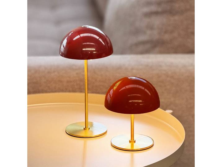 Along LED-Akkutischlampe, rot, 2er-Set - Dyberg Larsen - Wohnzimmer - Skandinavisch - Metall - Mit Schirm