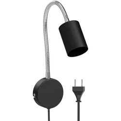 ledscom.de Leselampe/Wandleuchte WAIKA, Schwanenhals, Schalter, schwarz matt, 1x GU10 max. 15W