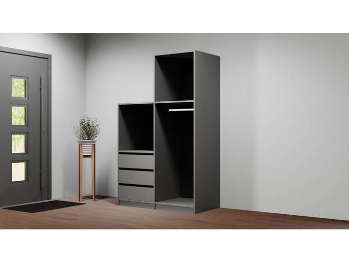 Offener Treppenkleiderschrank nach Maß Premium Dekore Basaltgrau