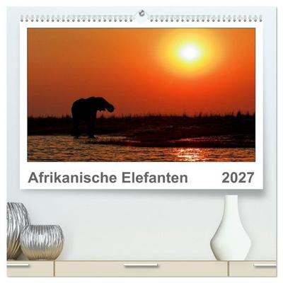 Afrikanische Elefanten (hochwertiger Premium Wandkalender 2027 DIN A2 quer), Kunstdruck in Hochglanz