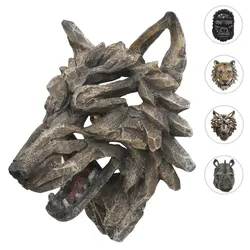 Deko Schädel HWC-H41, Wanddeko Kopf Trophäe, Polyresin Indoor Outdoor ~ Wolfskopf 32cm