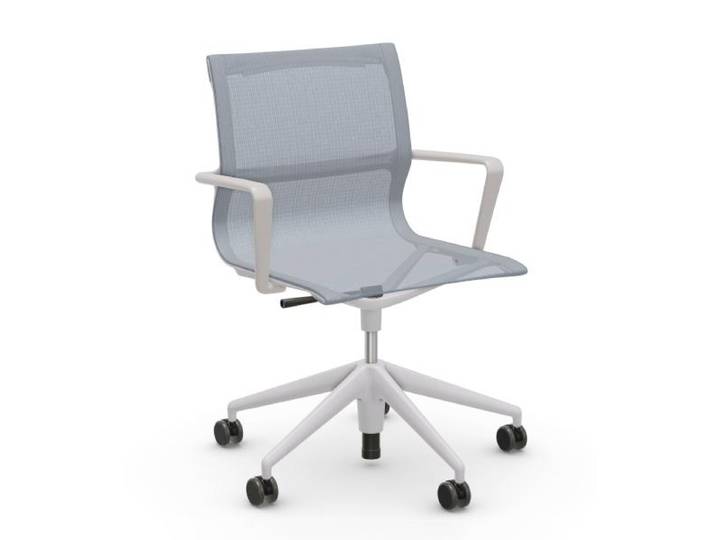 VITRA chaise de bureau pivotante à roulettes PHYSIX STUDIO (Gris glace / Base et cadre gris doux - Aluminium et tissu TrioKnit)