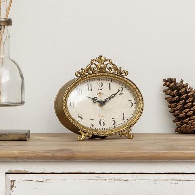 Value Selection Vintage Gold Tabletop Clock With Silent Quartz Movement Vintage Gold Tabletop Clock With Silent Quartz Movement
