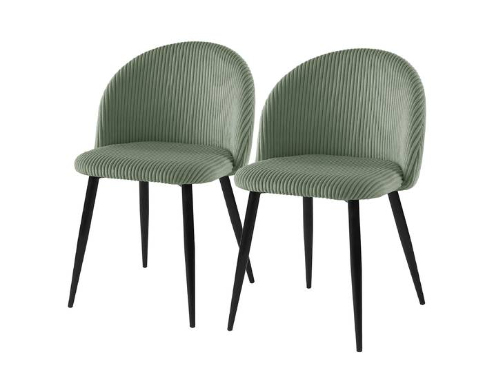Chaise capitonnée AKALURA x2 51 x 78 x 52cm Vert/Vert