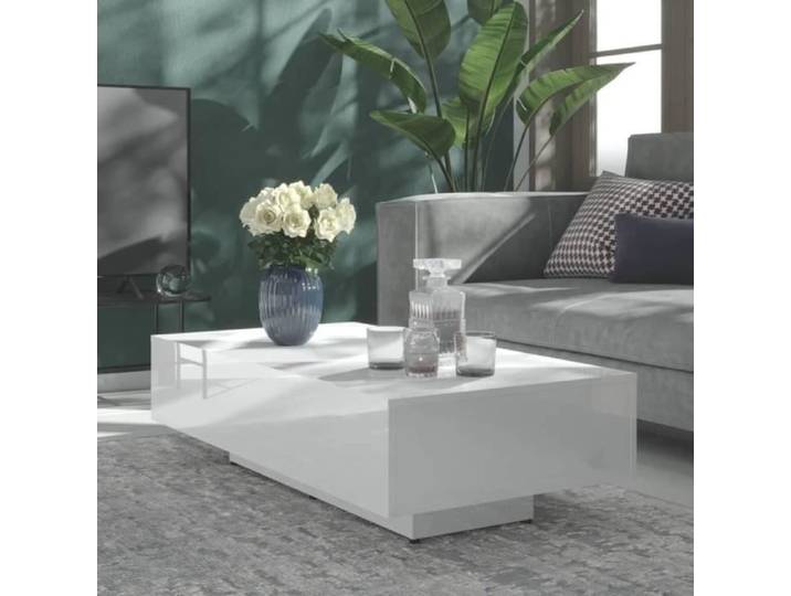 Table Basse Blanc Brillant Aggloméré 115x60x31 cm Table Basse Salon Table de Salon Petite Tables Basses de Salon Table Basse I[390]