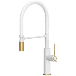 Q Company, Küchenarmatur, Gemma Q Line SteelQ Küchenarmatur stehend weiss mit goldenen Elementen (84818011)