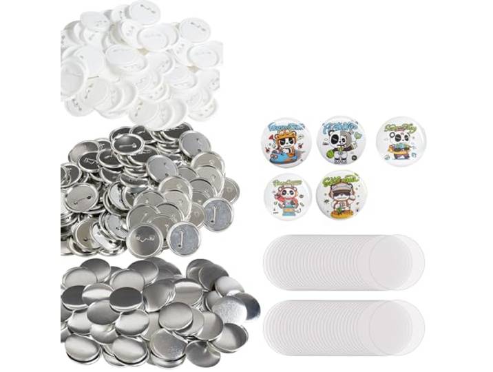 VEVOR Badge Personnalisé 58 mm 500 Kits de Consommables Badges à Épingles Fournitures pour la Fabrication de Badge Rond avec Couvercle Fond Plastique Métallique Papier Film Machine à Badges Bricolage