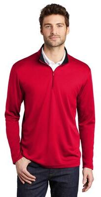 Port Authority K584 Silk Touch Performance 1/4-Zip in Red/Black size 2XL   Polyester