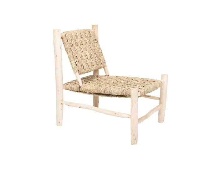 Fauteuil naturel en corde et en bois d'eucalyptus 77x58x70