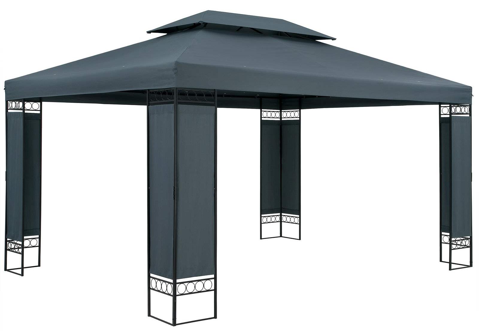 Gartenpavillon, 3 x 4 Meter - Anthrazitfarbenes Metall - Wasserdichtes Polyesterdach mit UV-Schutz 50+