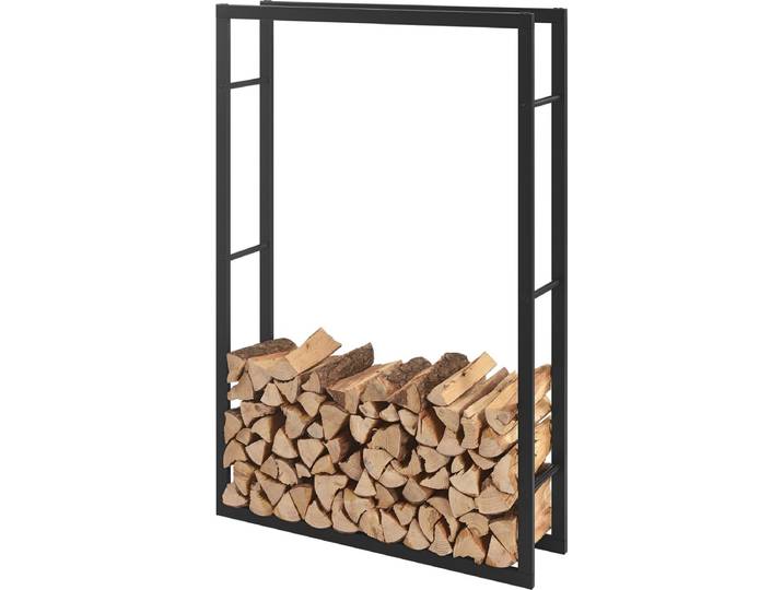 Brandhout rek houtopslag Täby 100x25x150 cm zwart