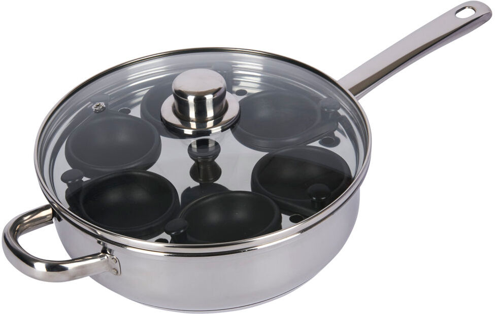 KitchenCraft Stainless Steel 6-Hole Egg Poacher, 28cm Silver