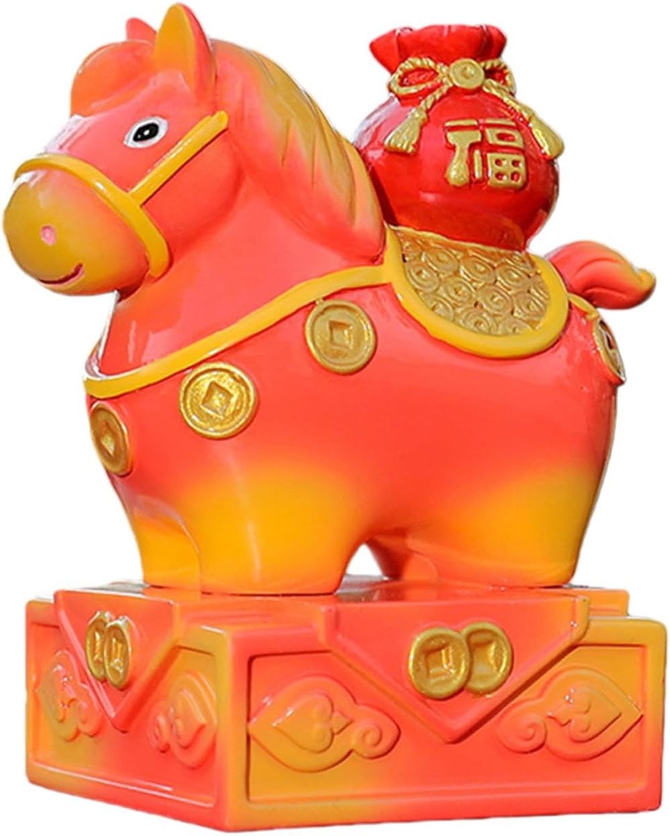 Paardenbeeldje Geluk - Decoratief dieren sculptuur voor op tafel - Hoogte: 8 cm
