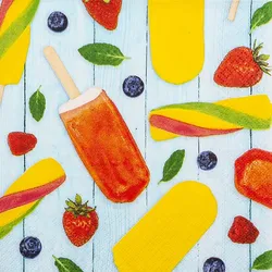 Home Fashion, Popcicles, Lunch-Servietten aufgefaltetes Maß 33 cm x 33 cm, im Viertelfalz, 20 Stück pro Pack
