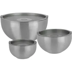 GSW Thermoschüssel mit Kunststoffdeckel, 4,2 Liter, 26 x 14 cm, Schüssel + Schale, Silber