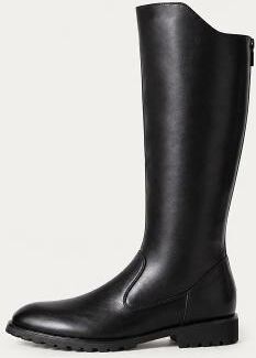 LightInthebox Men's Black Leather Motorcycle Boots, Knee High Riding Boots with Round Toe, Pull-On Design, Low Block Heel Lug Sole, Biker Boots for Men, Touring, Riding Casual Outdoor Wear