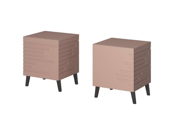 Lot de deux tables de chevet design rose mat