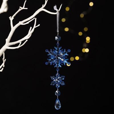 Snug & Styled Double Layer Acrylic Snowflake Ice Cream Christmas Tree Hanging Ornament blue
