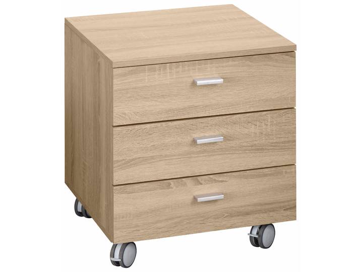 Rollcontainer MÄUSBACHER Mio , braun (eichefarben), B:45cm H:51cm T:45cm, Holzwerkstoff, Metall, Rollwagen, Rollcontainer