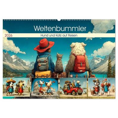 Hurley, R: Weltenbummler. Hund und Katz auf Reisen (Wandkale