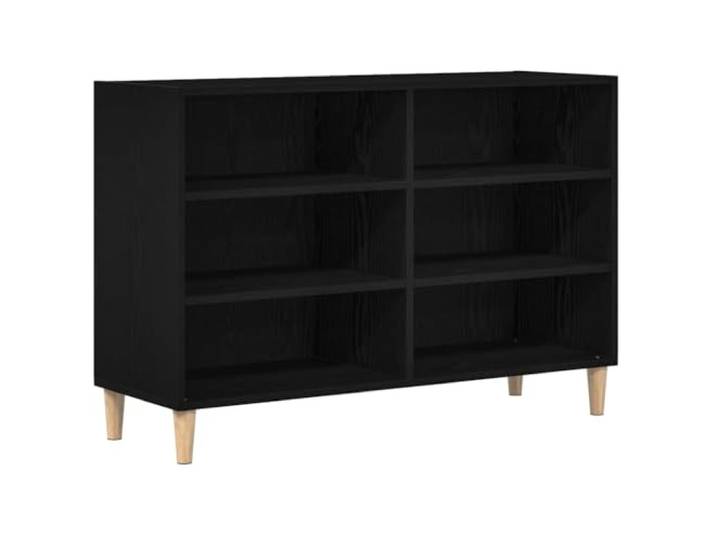 HKLGBVCR Anrichte 103,5 x 35 x 70 cm, Eiche, Schwarz Wohnzimmermöbel, Regale und konische Beine, mattes Finish, Aufbewahrung für Bücher und Zeitschriften