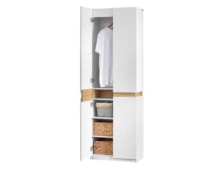 SoBuy Kleiderschrank mit 2 Türen & 5 Fächern 61x192x30cm für Flur Hochschrank Mehrzweck, bis 65kg belastbar für Schlafzimmer & Abstellraum, Weiß KSB01-W