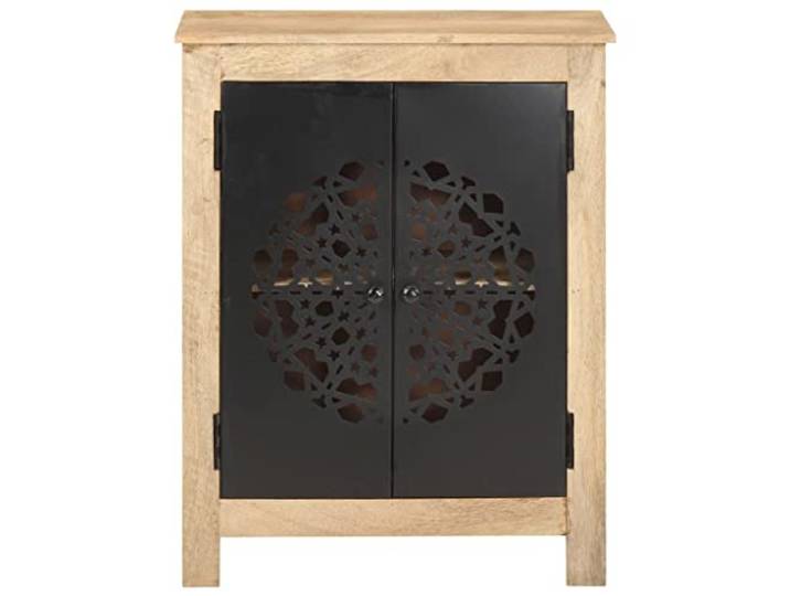 GKMBCVDFR Sideboard 60x35x75 cm Massivholz Mango 2 Tueren, Pulverbeschichteter Stahl, Tropisches Hartholz, Stauraum fuer Wohnzimmer
