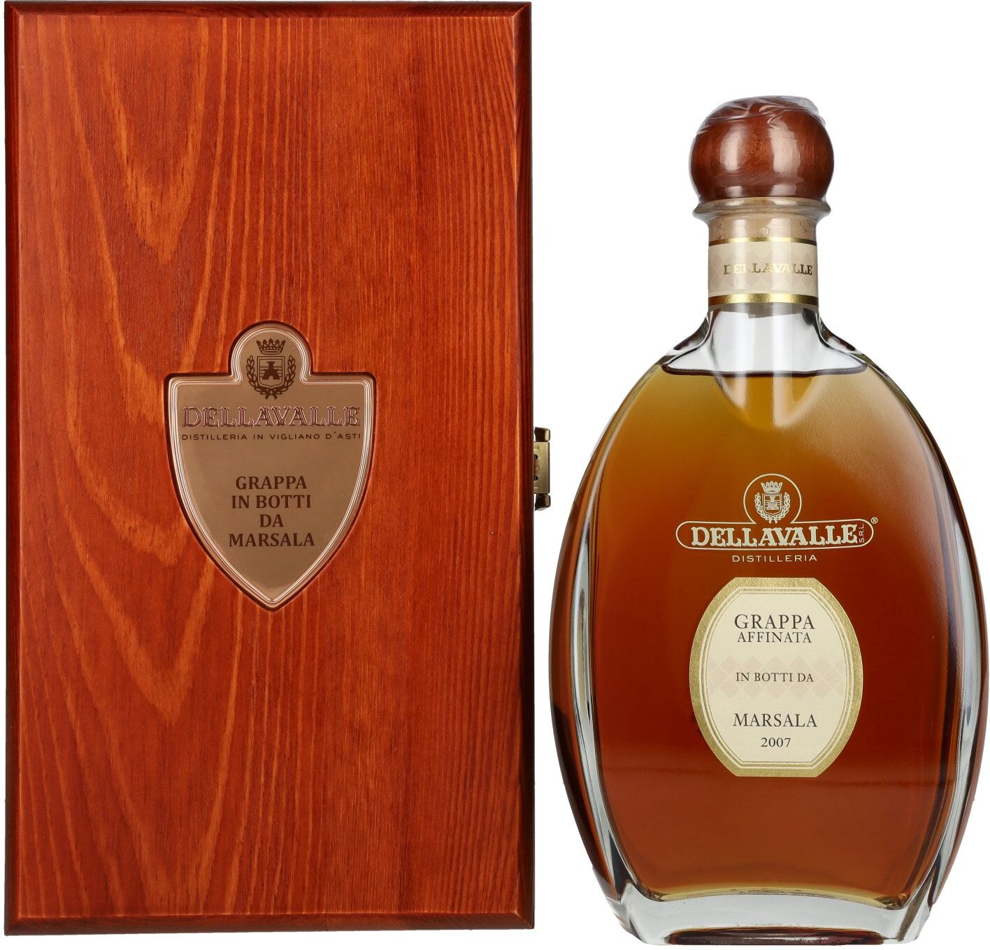 Dellavalle Grappa Affinata in botti da MARSALA 2007 42% Vol. 0,7l in Holzkiste