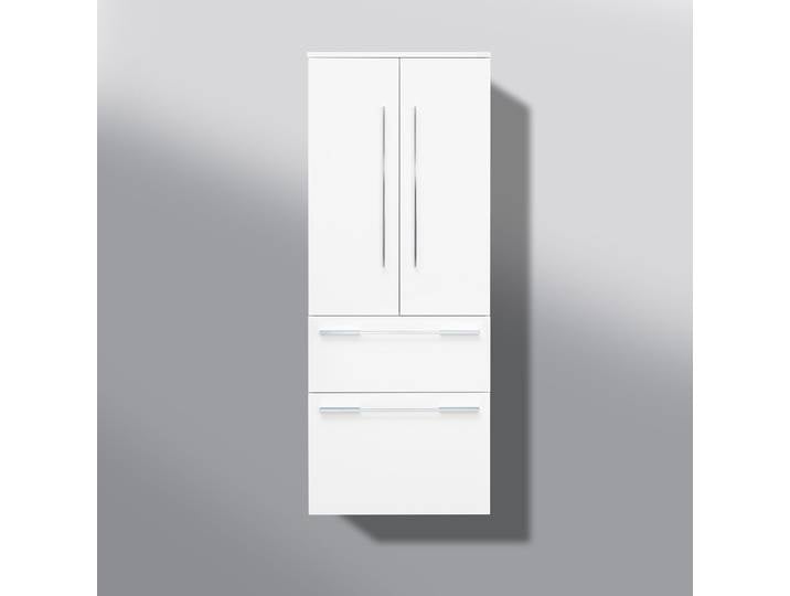 Bad Hochschrank Seitenschrank H/B/T 151,6/60/32,5cm, weiß hochglanz, vormontiert