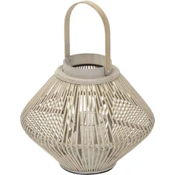 BAMBUS LATERNE H: 47 cm Holzfarbe Boho Stil