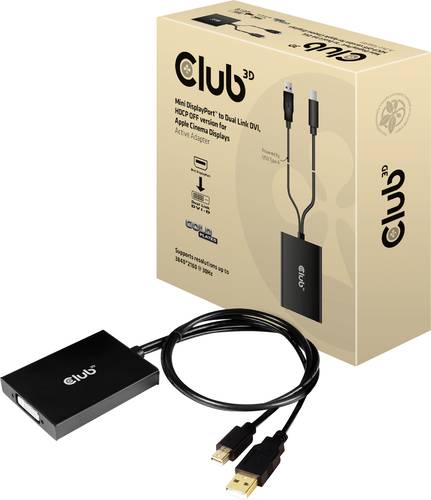 Club3D CAC-1130-A Mini-DisplayPort / DVI Adapter [1x Mini DisplayPort, USB-A - 1x DVI] Schwarz 60cm