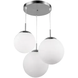 Hängelampe Wohnzimmerleuchte Kugel Pendelleuchte Glas mit unterschiedlich großen Lampenschirmen, Metall, 3x LED 8 W 806lm warmweiß, DxH 52x80 cm