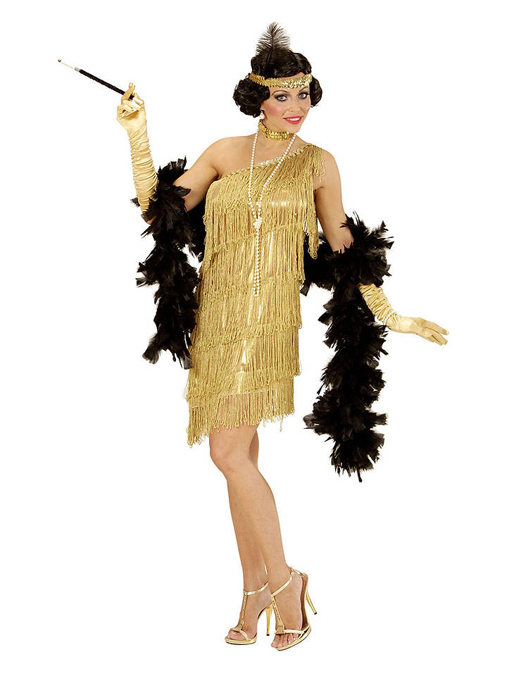 Carnival Party 3tlg. Kostüm "Flapper" in Gold - S