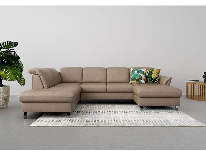 Wohnlandschaft, Luxus-Microfaser, Taupe, 312×224 cm, U-Form, Sitzplätze 7, sit&more