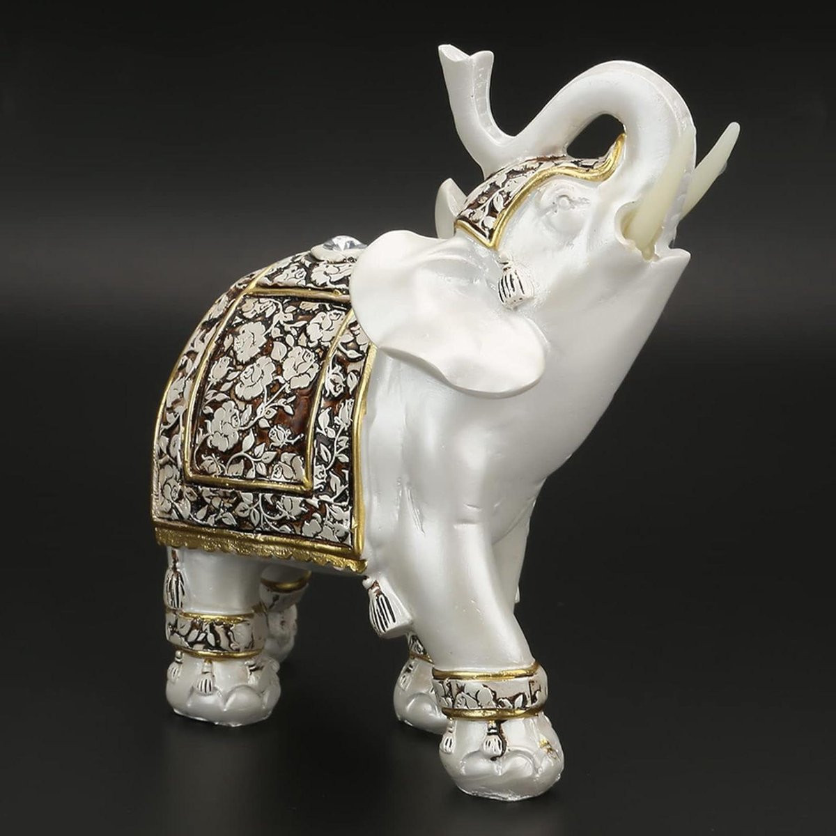 MK Stoer Lucky Olifant Decoratief Beeldje - Wit - Vintage Stijl