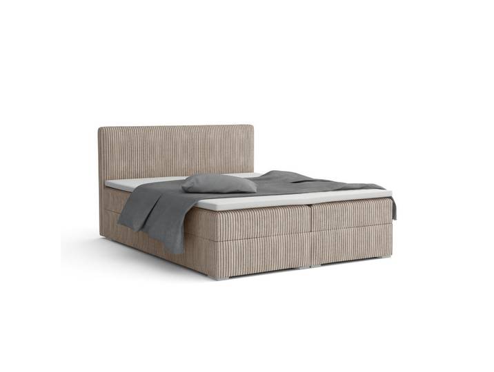 Deine Möbel 24 Boxbett LON IV 180/200 in Cord Beige H3, Holz, H3, 180x200 cm, Schlafzimmer, Betten, Boxspringbetten