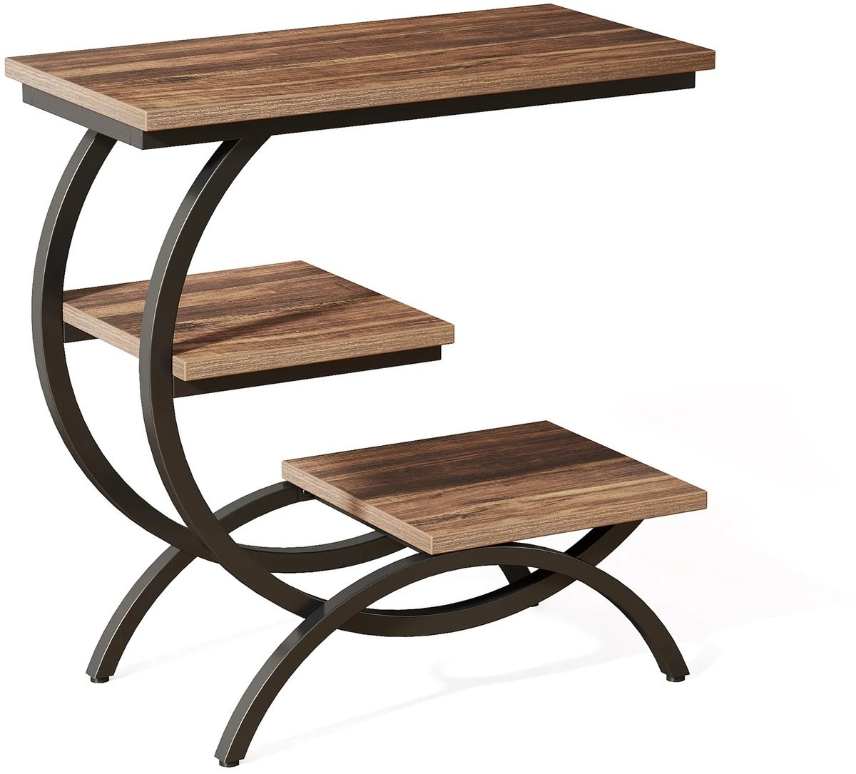 Vurnomi Bijzettafel - Industriële C-vormige sidetable - Rustiek bruin