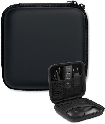 POWERSET Set Accessori PC Nero: Mouse Wireless, Hub USB, Powerbank Personalizzate o neutre