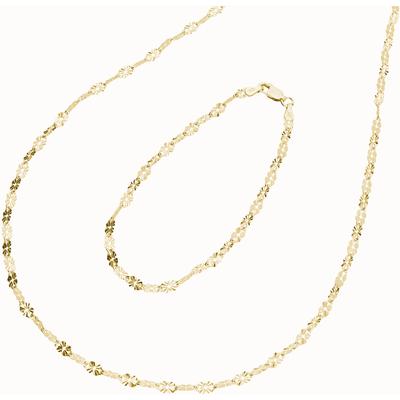 Ketten und Armband Set FIRETTI "Multipack Schmuck Geschenk Silber 925 Armkette Halskette Plättchen", gold (gelbgoldfarben), Schmuck_Sets, Damen, Silber 925 (Sterlingsilber)