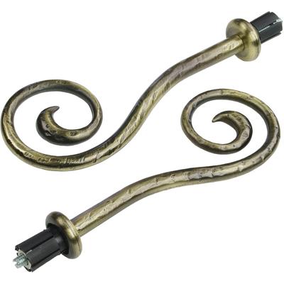 Gardinenstangen-Endstück LIEDECO "Endstück, Endknopf Spirale "Esperanca" für 16 mm Stangen" Gr. 1, schwarz (messingfarben, schwarz), H:5,8cm L:14,5cm, Gardinenstangenendstücke, Gardinenstangen-Endstück, Endstück, Endknopf