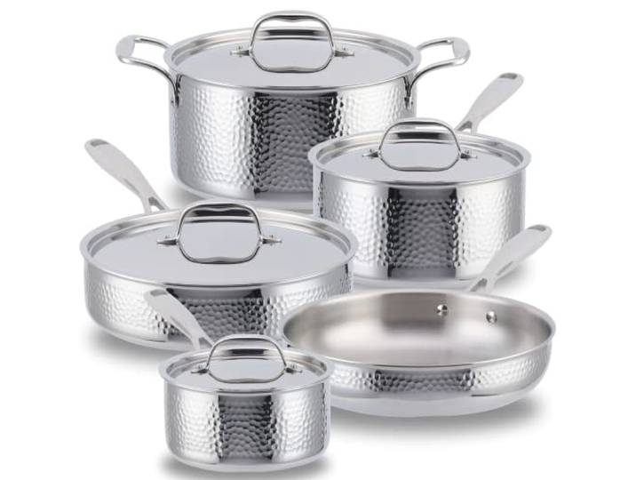 Premium Edelstahl 9-teiliges Kochgeschirr-Set (Backofen- und spülmaschinenfest)