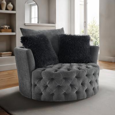 Furniture of America Arven Modern 45-inch Fabric Button Tufted Swivel Accent Chair