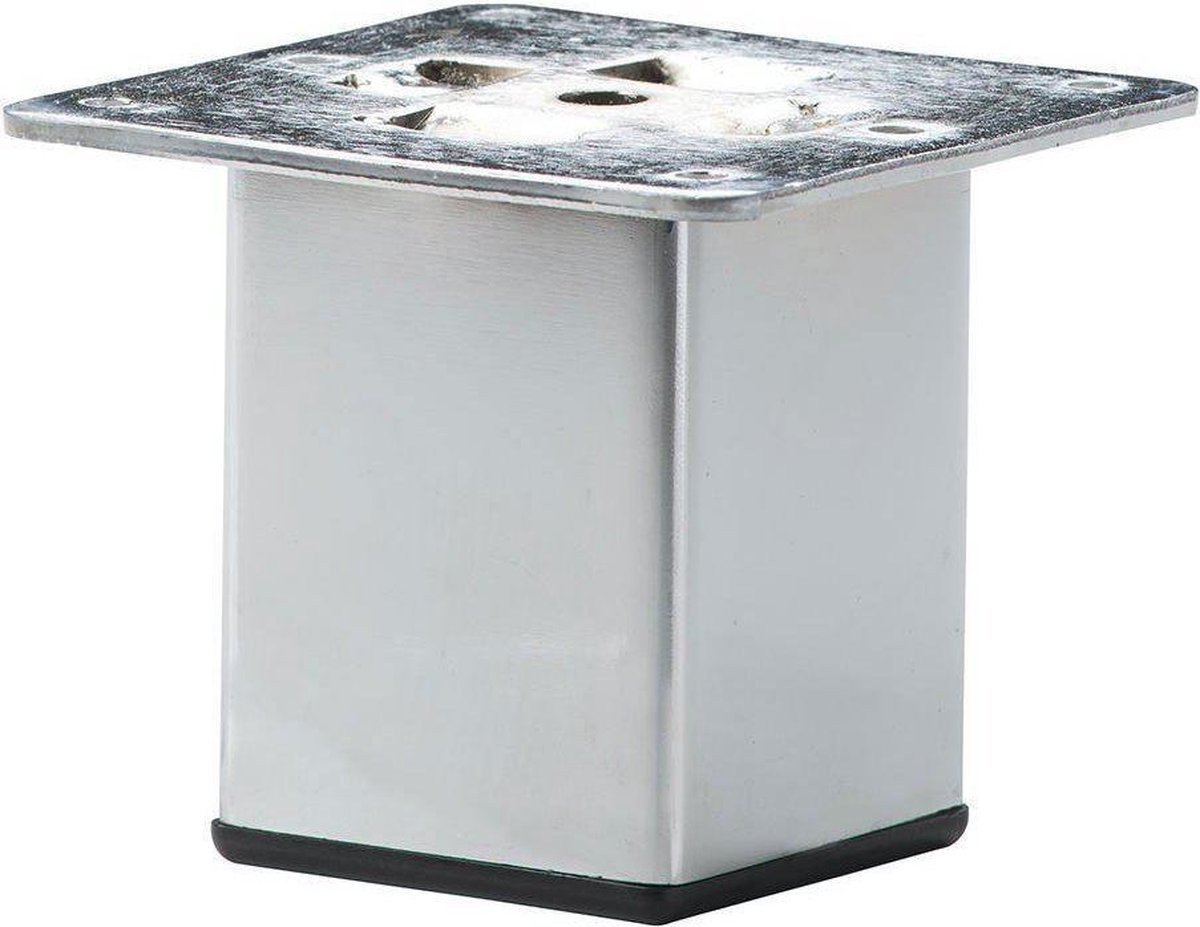 FLE Stalen meubelpoot chroom vierkant B/D: 5 x 5 cm, Hoogte: 7 cm