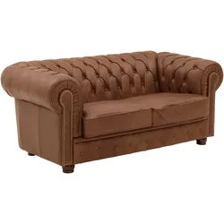 SOFA 2-Sitzer Kath Echtleder (Antikoptik) cognac