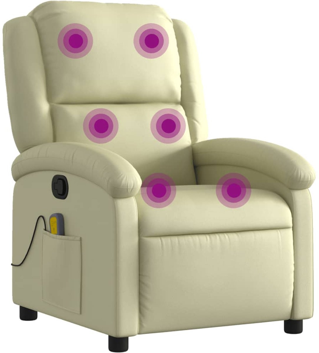 vidaXL Massagestoel van echt leer, crèmekleurig